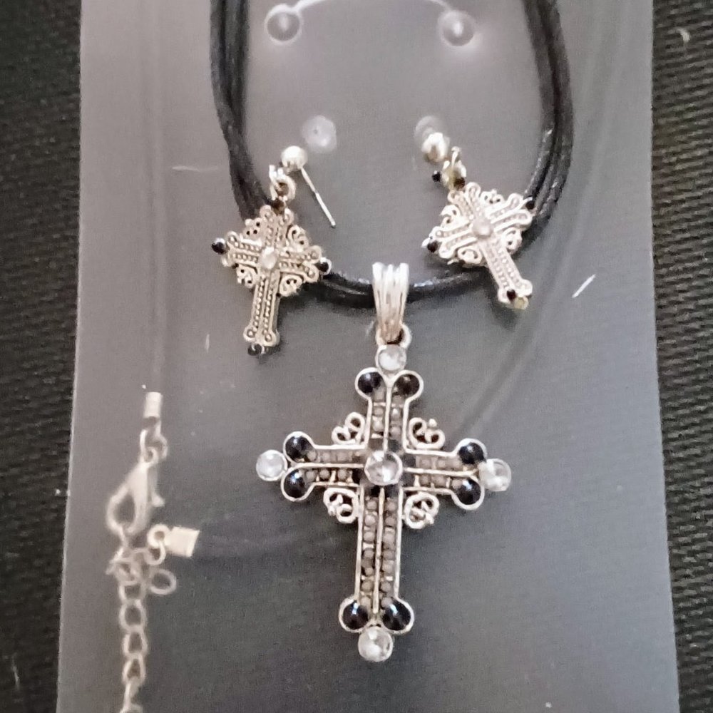 Cross Necklace and Earrings